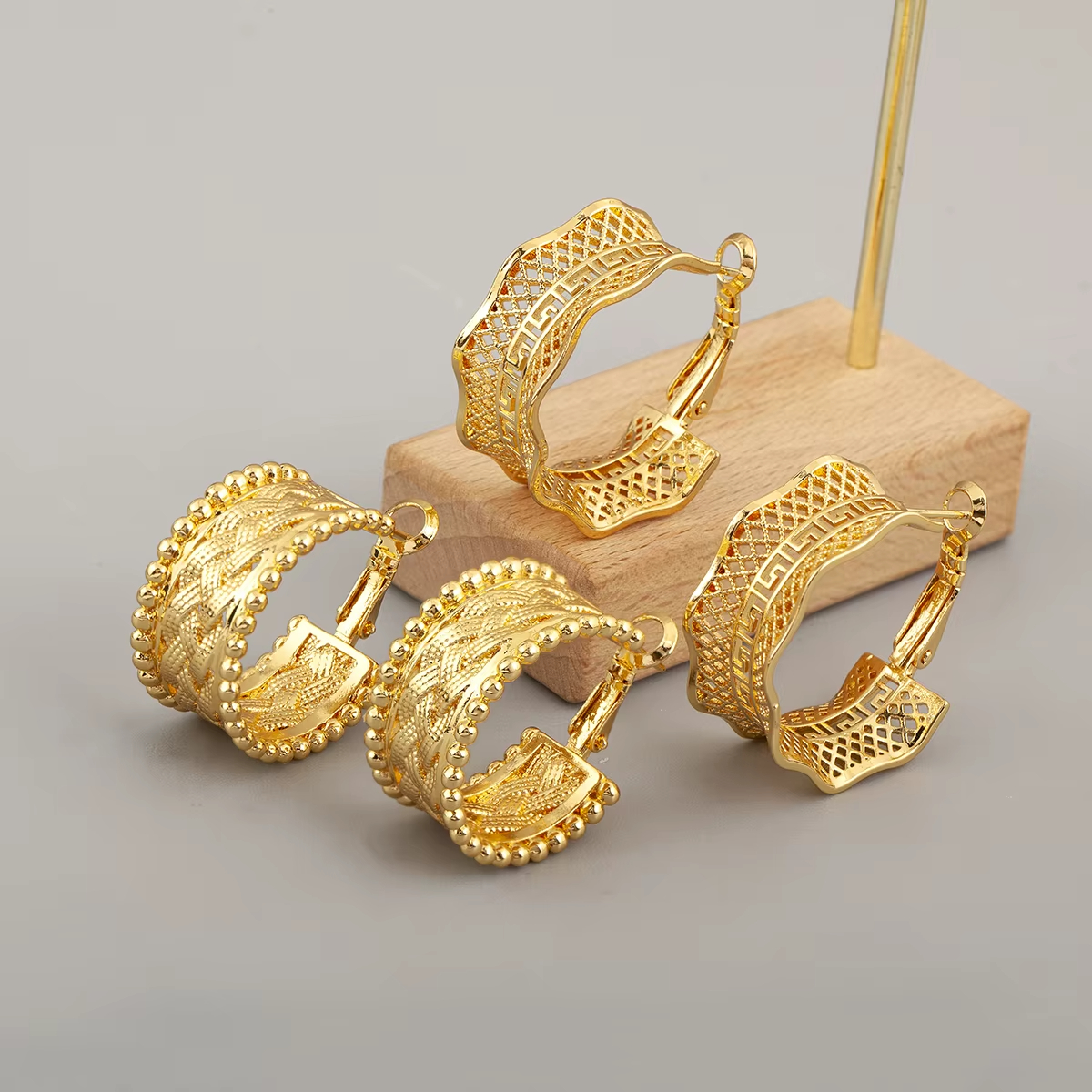 Women's Hip-Hop Style 6 Styles Stud Earrings New Trendy Irregular Geometric Circle Zircon Ear Jewelry Wholesale Gift