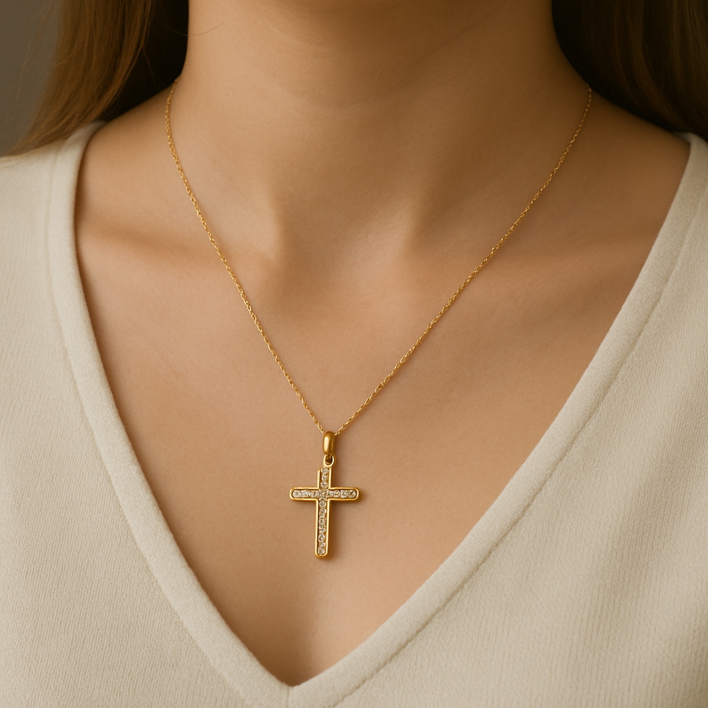 Custom Cross Necklace for Women – Elegant Gold Design
