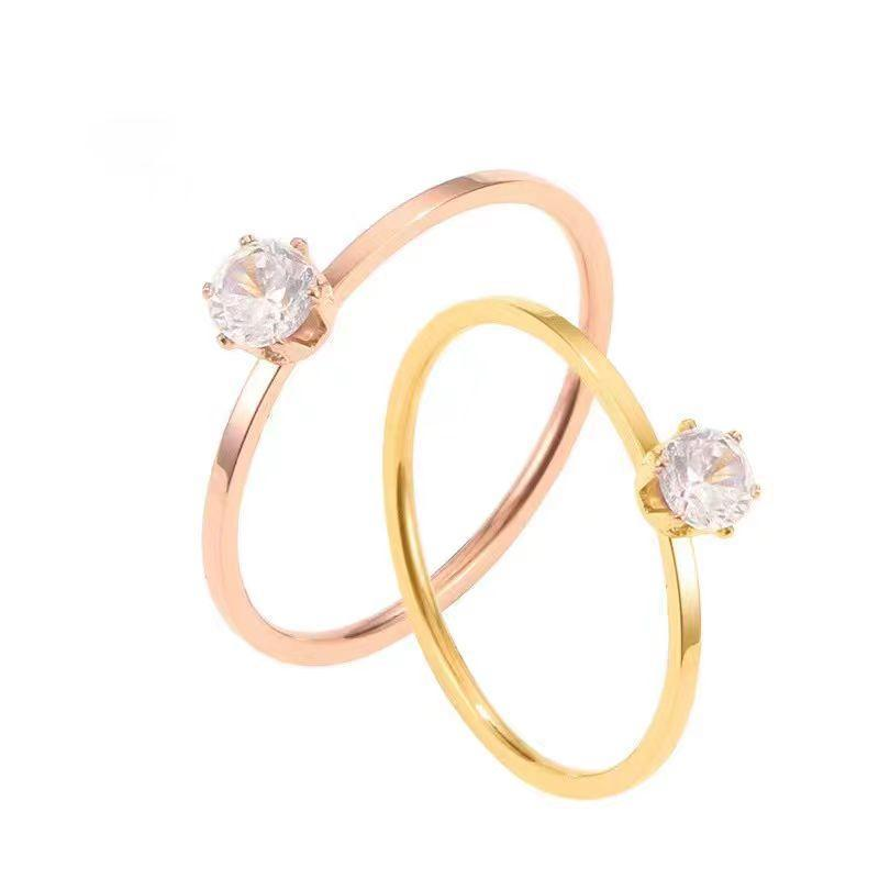 Minimalist Gold and Rose Gold Solitaire Finger Rings for Women Jewelry