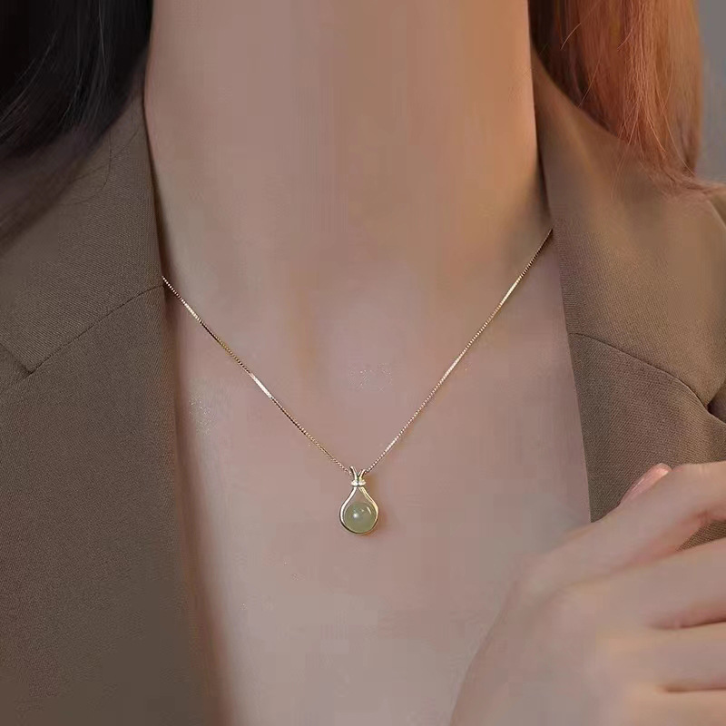 Elegant Gold Pendant Necklace with Jade Sphere for Jewelry Making