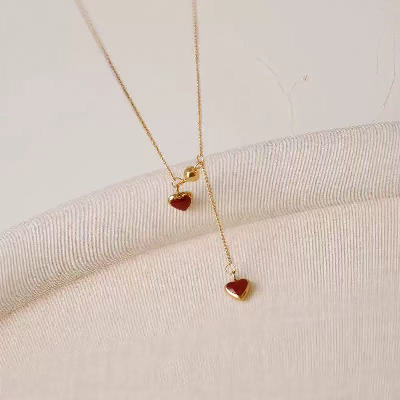 Double Heart Pendant Gold Necklace – Jewelry Making Supplies Necklaces | Wholesale Jewelry Pieces & Craft Materials