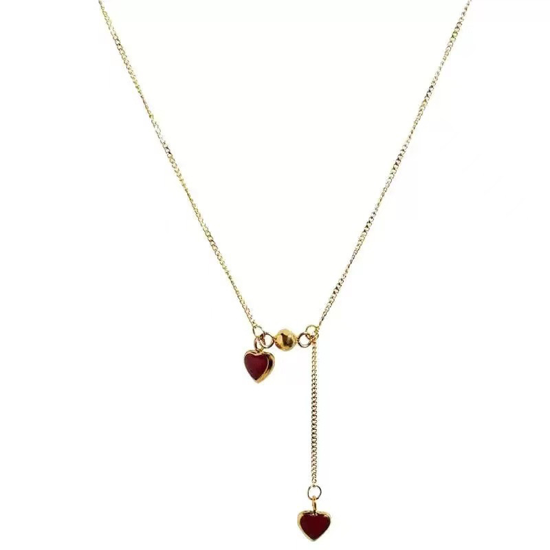 Double Heart Pendant Gold Necklace – Jewelry Making Supplies Necklaces | Wholesale Jewelry Pieces & Craft Materials