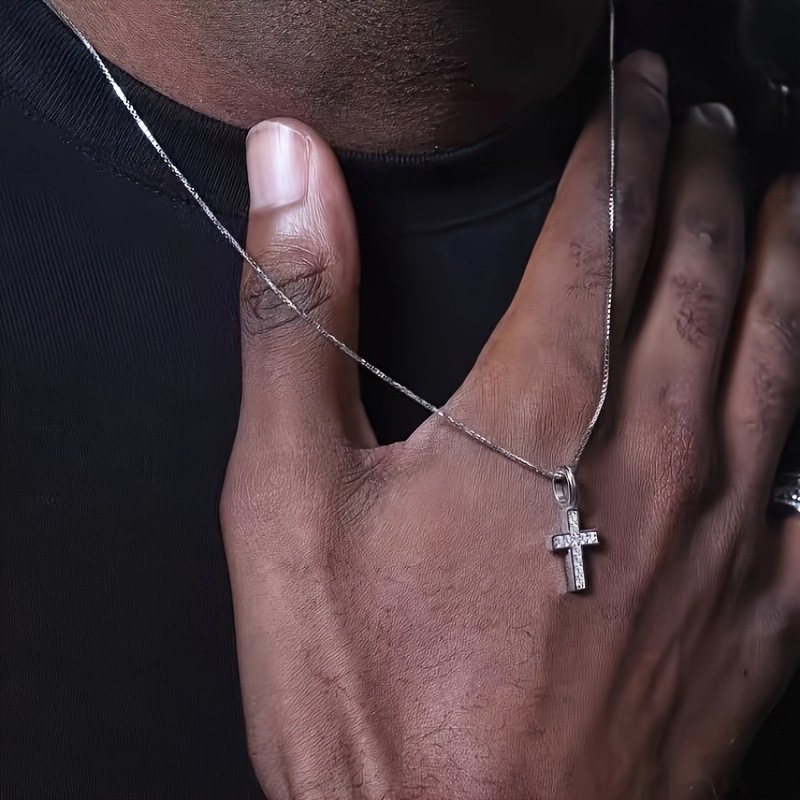 Small Dainty Cross Necklace – Minimalist Silver Pendant with Cubic Zirconia