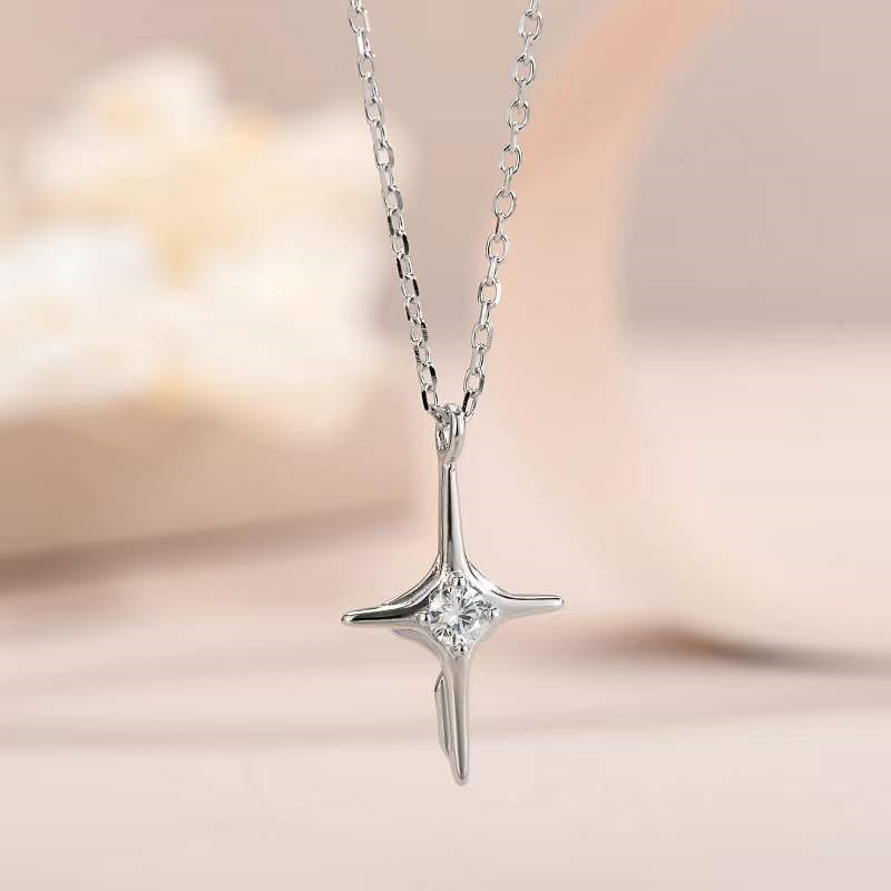 Small Sterling Silver Cross Pendant – Tiny Minimalist Silver Cross Necklace for Women & Men