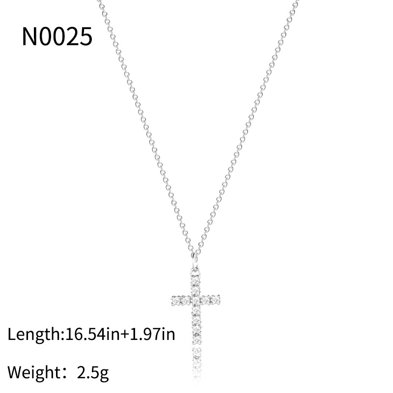 Tiny Cross Necklace – Dainty Gold Tiny Cross Pendant with Cubic Zirconia