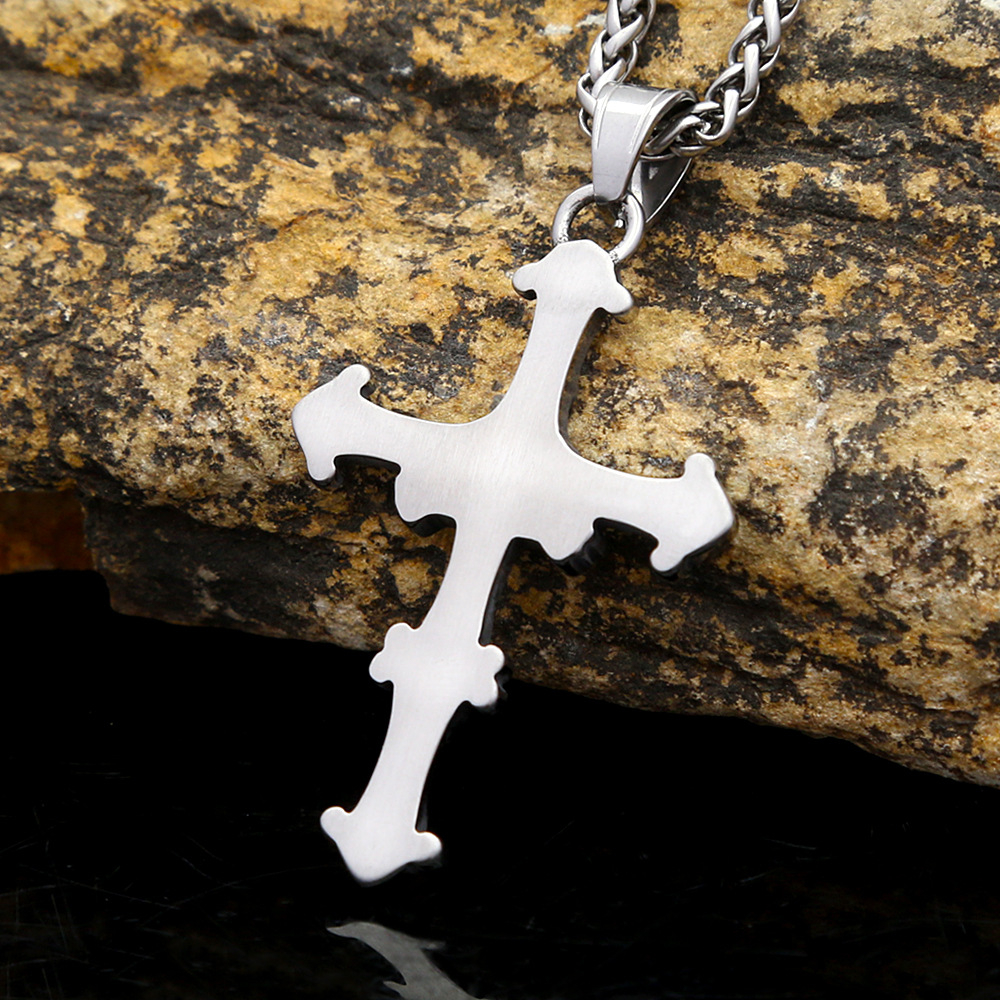 Large Western Cross Necklace for Men & Women, Stainless Steel Vintage Eye of Providence Cross Pendant, Unisex Western Jewelry