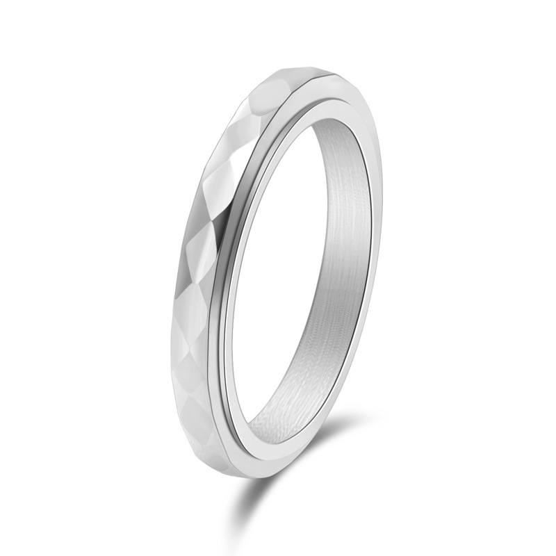 Finger Jewelry – Minimalist Faceted Rose Gold Titanium Steel Ring for Men & Women