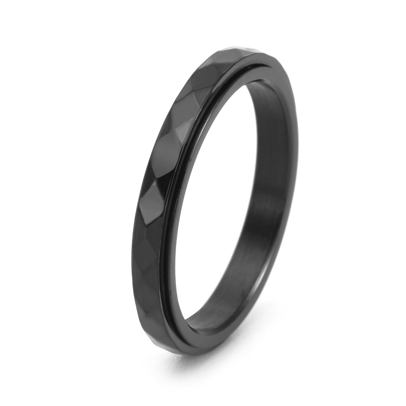 Finger Jewelry – Minimalist Faceted Rose Gold Titanium Steel Ring for Men & Women