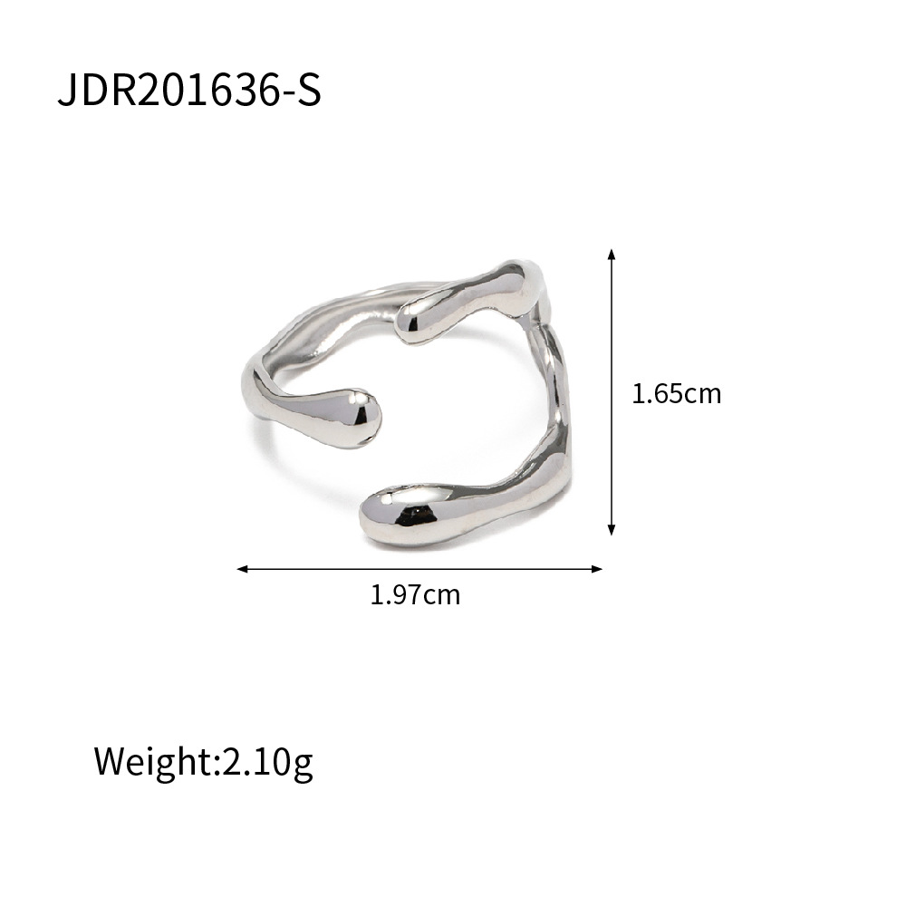 Irregular Gold Stainless Steel Ring for Women - Adjustable Open Band