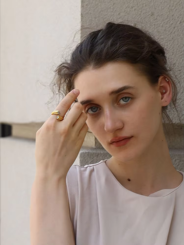 18K Gold & Silver Stainless Steel Twisted Shooting Star Rings – Zircon Open Design for Women