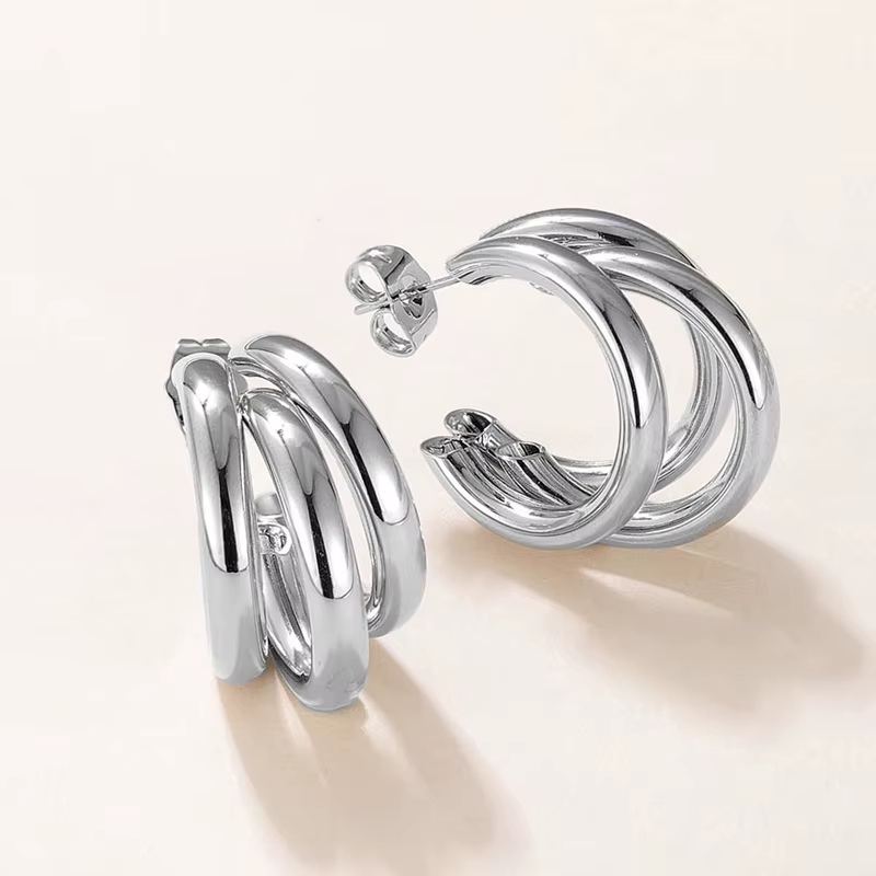 14K Real Gold Plated Copper Hoop Earrings with 925 Sterling Silver Post New Cute Modern Pearl Jewelry for Women for Parties