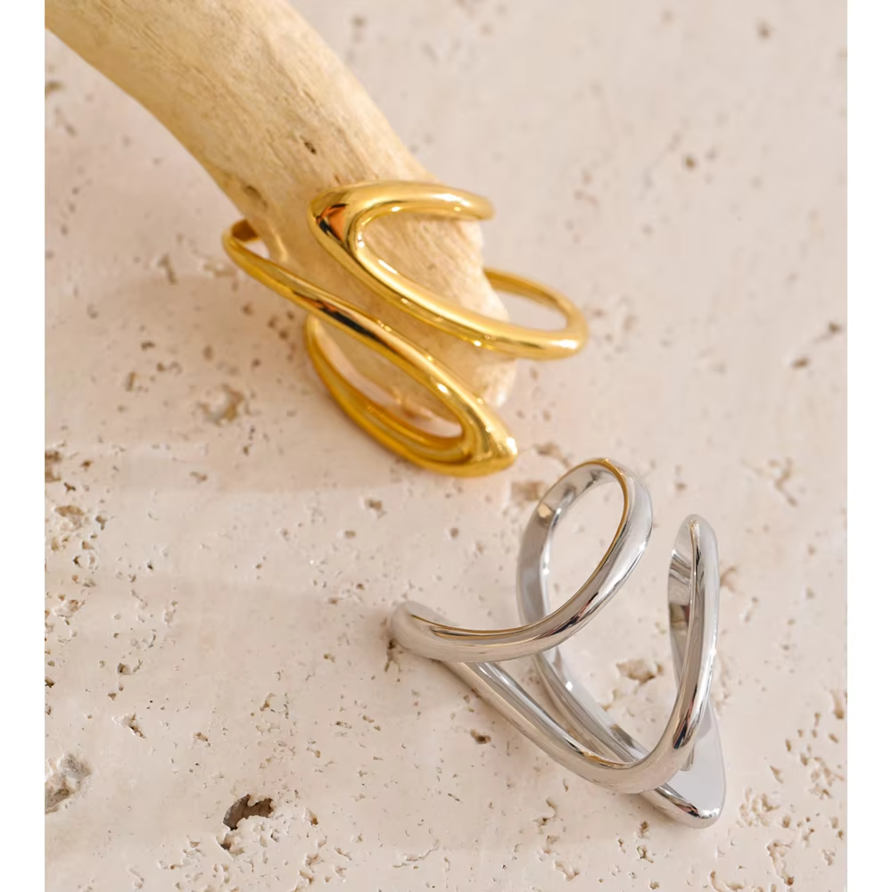 Minimalist Spiral Design 18K Gold-Plated Stainless Steel Ring for Women – Party Fashion Jewelry