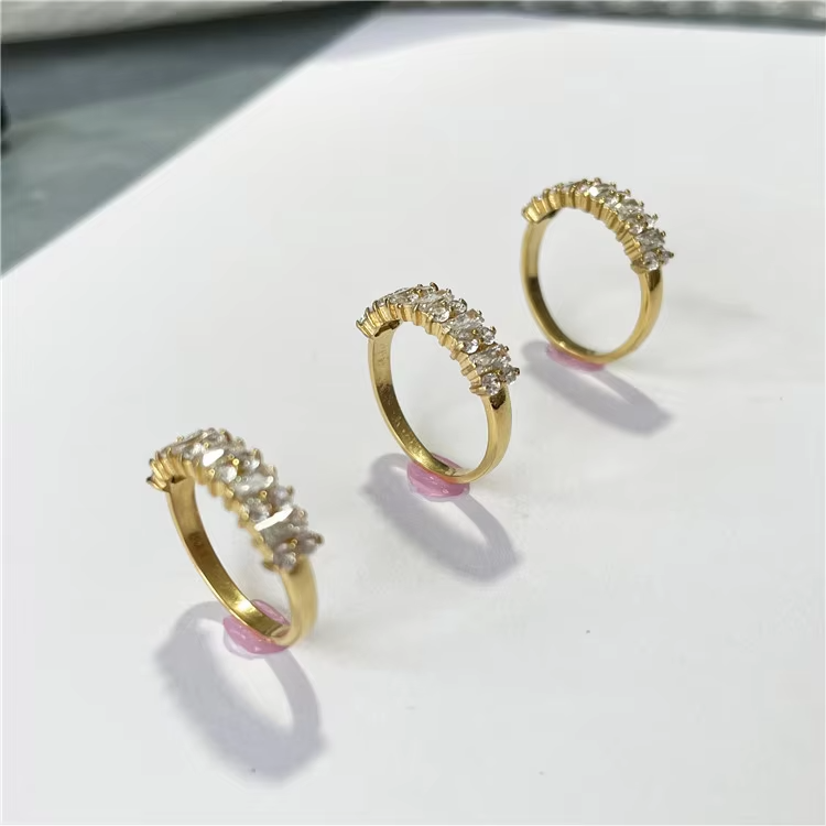 High Quality 18K Gold Plated CZ Zircon Stainless Steel Wedding Ring for Women & Couples