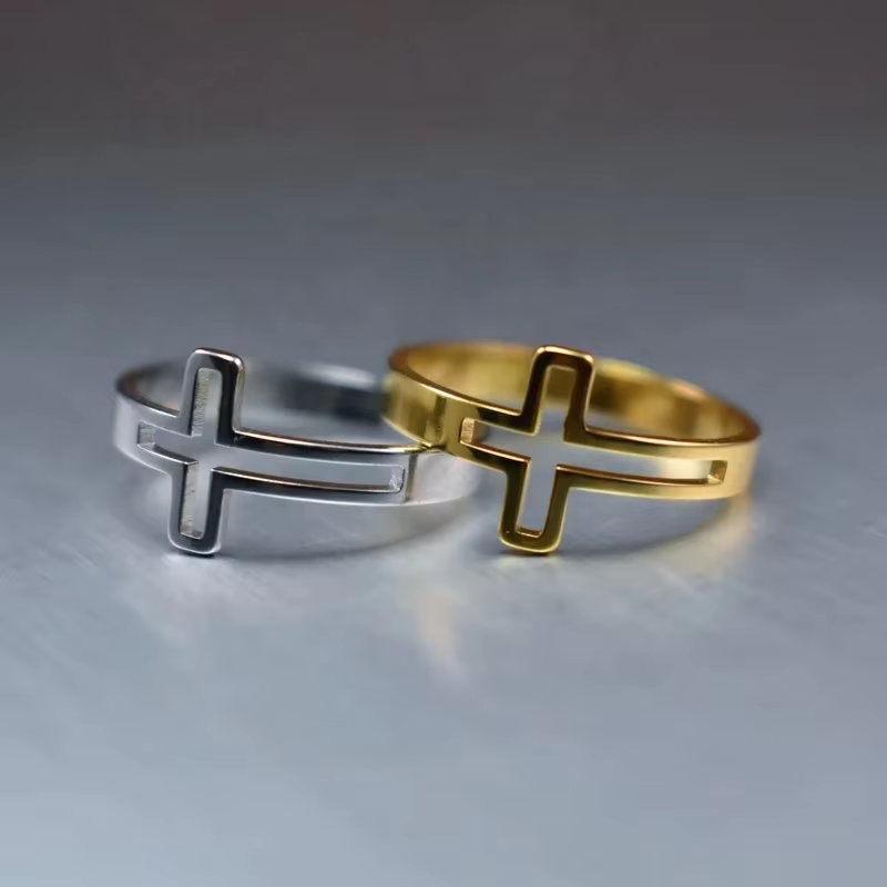 Hollow Cross Adjustable Rings – Christian Religious Stainless Steel Jewelry for Men and Women