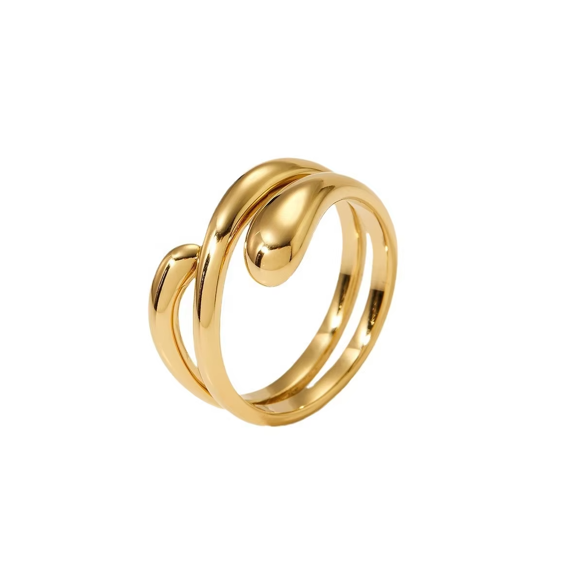 Adjustable Chunky Geometric Stainless Steel Ring – 18K Gold & Silver Plated Fashion Jewelry