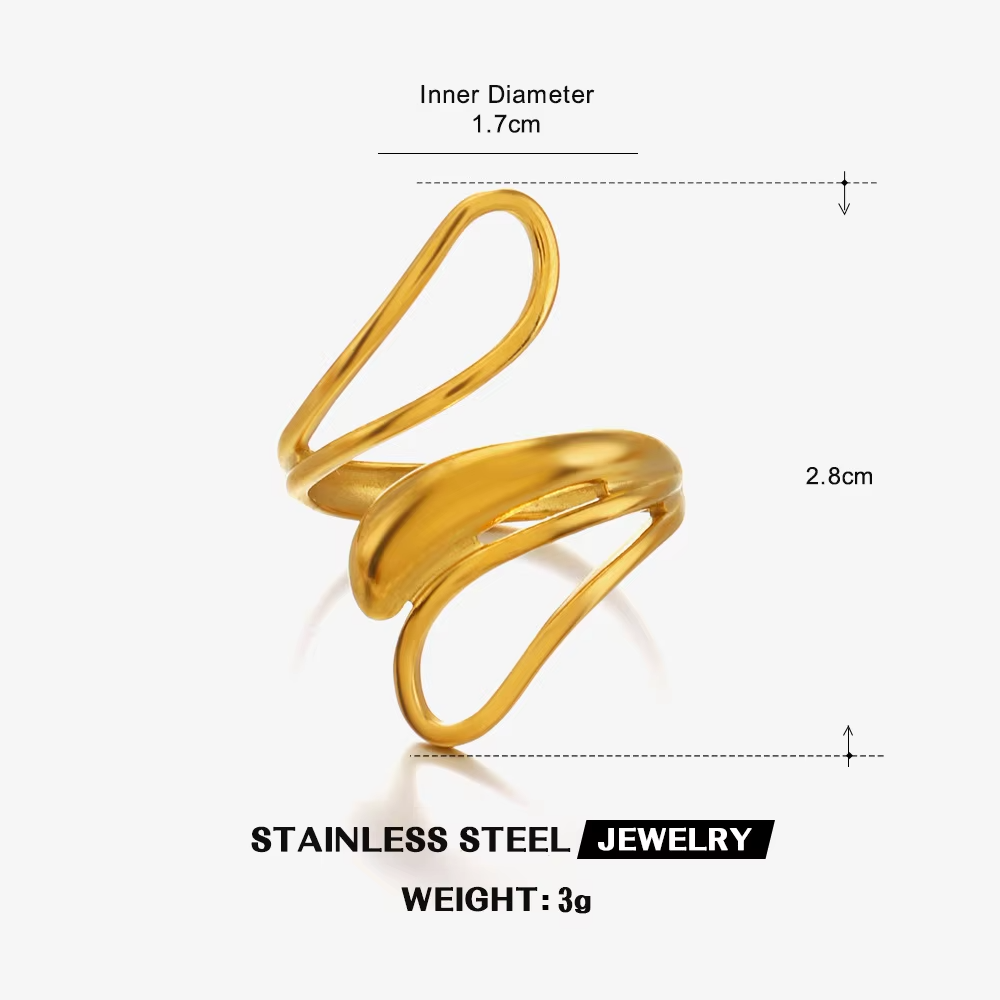 Hot Selling 18K Gold & Silver Geometric Hollow Adjustable Rings – Bold Stainless Steel Fashion Jewelry for Women & Men
