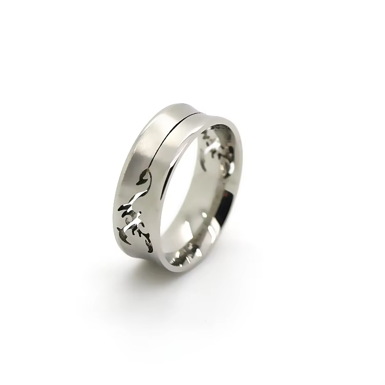 Modern Stainless Steel Men's Fashion Ring with Square Design & CZ Zircon