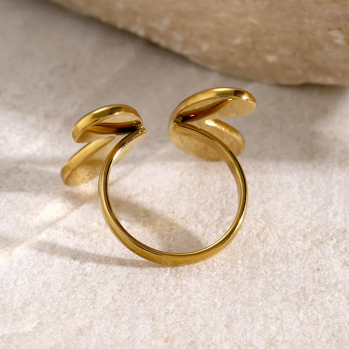 18K Gold Plated Stainless Steel Irregular Butterfly Ring – Waterproof Statement Jewelry for Women