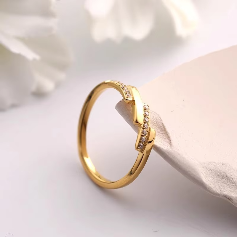 Multi-Layer Zircon Ring – 18K Gold Plated Stainless Steel Waterproof Stacking Ring for Women