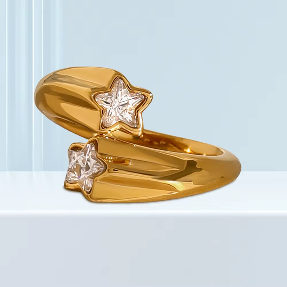 Wide Band Adjustable Zircon Ring – Gold & Silver Statement Jewelry