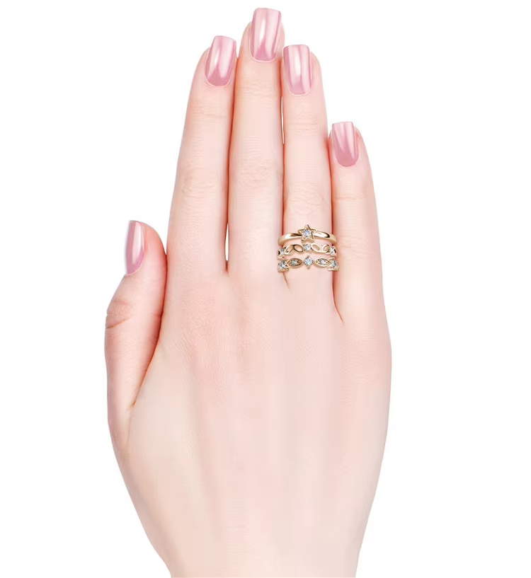 3-in-1 Stackable Star Crystal Rings for Women – Fashion Round Brilliant Cut Engagement Wedding Jewelry