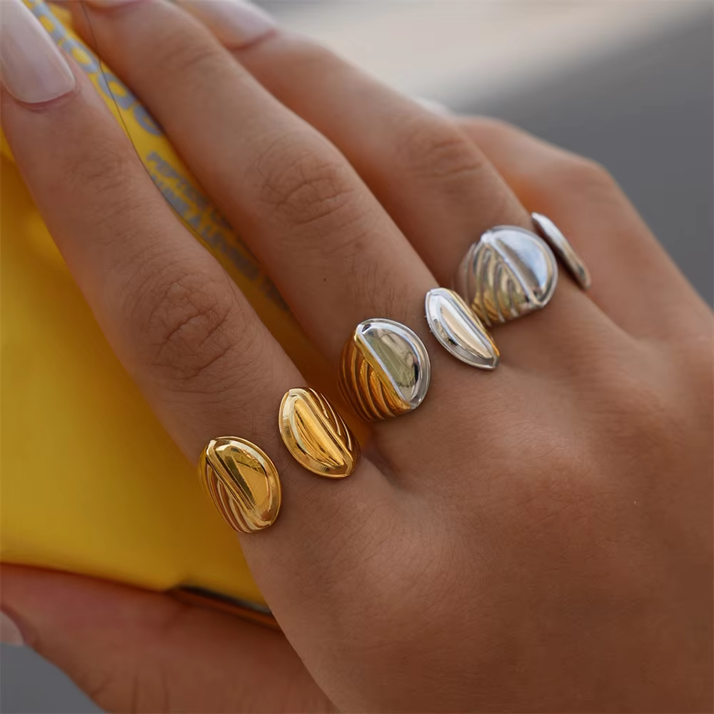 Trendy Open Designer Ring – Chunky Stainless Steel Finger Rings for Women
