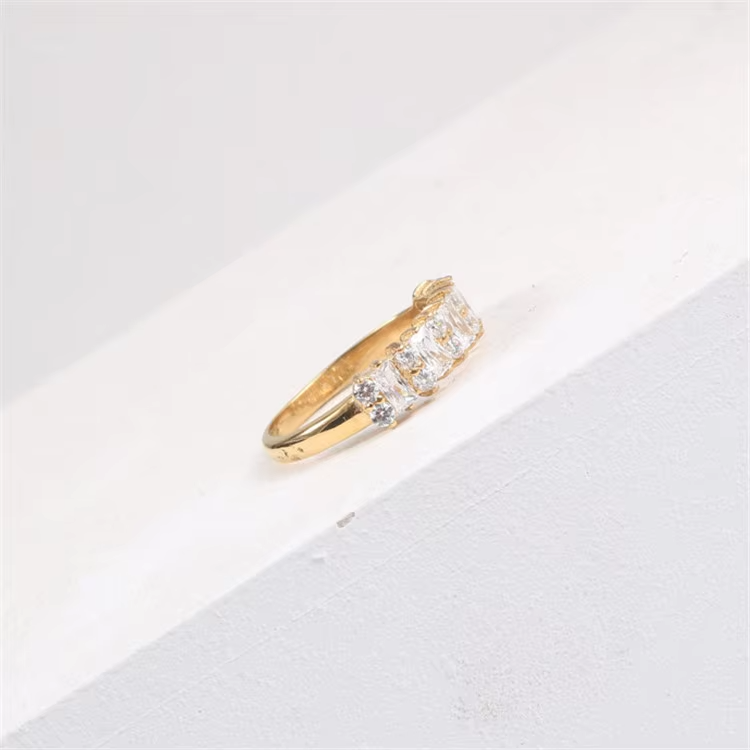 High Quality 18K Gold Plated CZ Zircon Stainless Steel Wedding Ring for Women & Couples