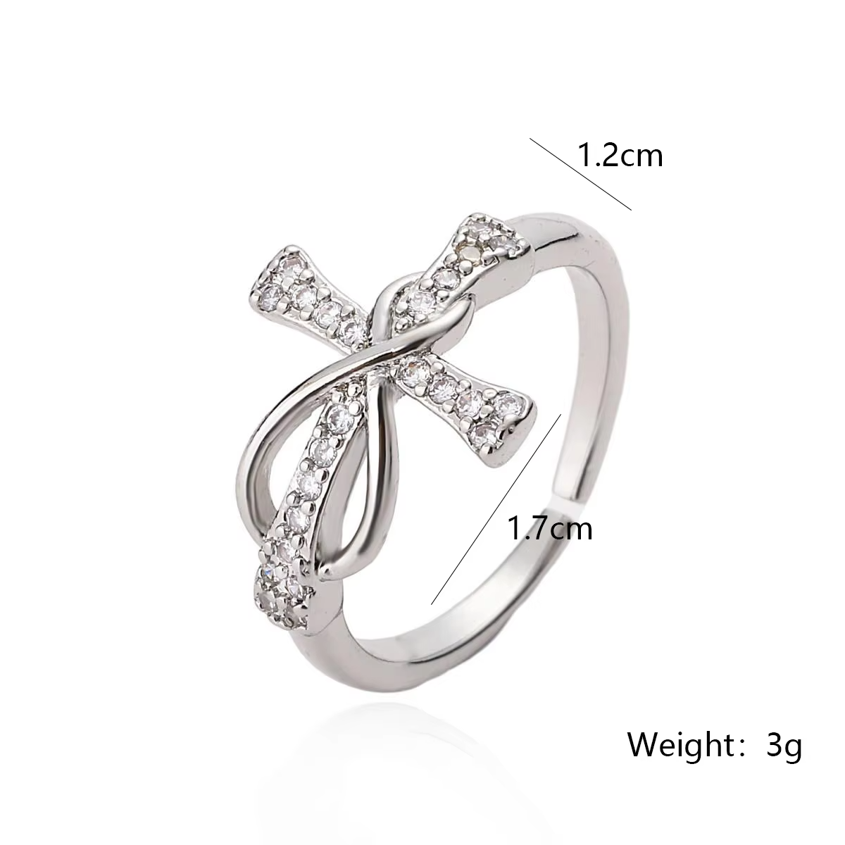 Infinity Cross Adjustable Ring – Platinum Stainless Steel Religious Jewelry for Women