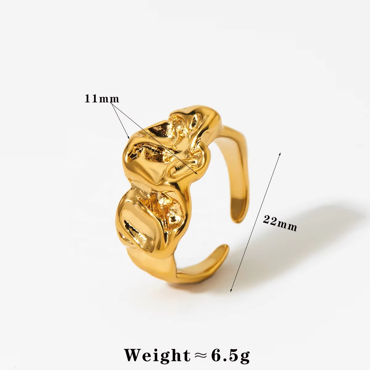 Irregular Lava Texture Adjustable Rings – Gold & Silver Plated Stainless Steel Open Band Statement Jewelry