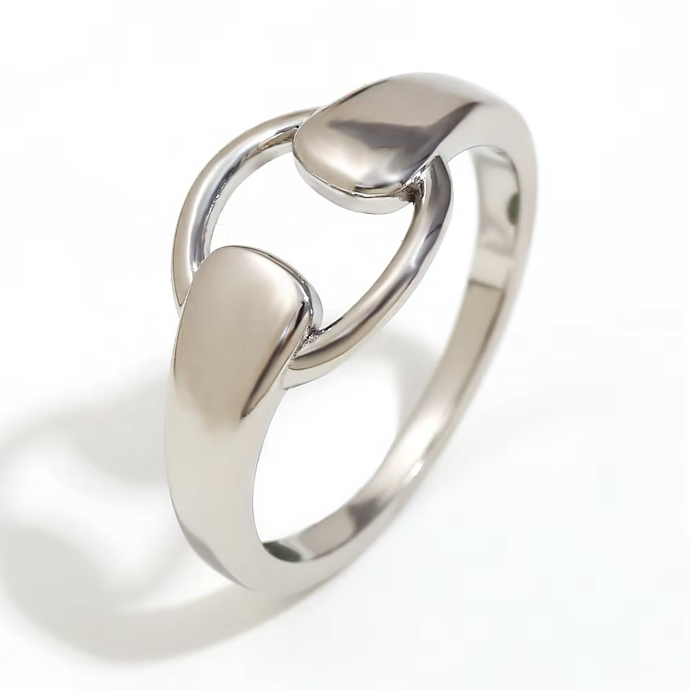 18K Gold Plated Minimalist Hollow Hoop Ring – Waterproof Stainless Steel Fashion Jewelry for Women