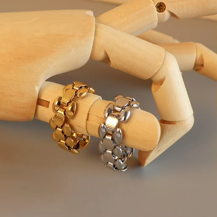 INS Irregular Stitching Hip-hop Ring – 18K PVD Gold Plated Stainless Steel Chunky Statement Ring