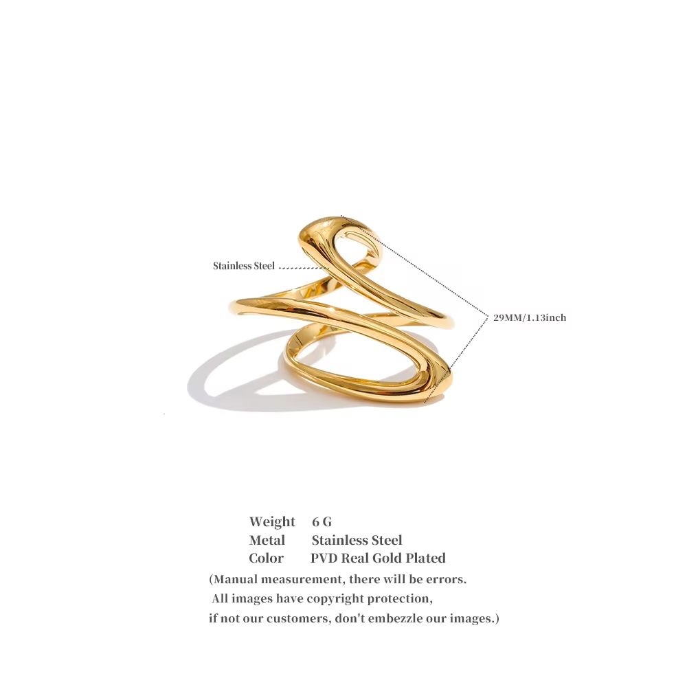 Minimalist Spiral Design 18K Gold-Plated Stainless Steel Ring for Women – Party Fashion Jewelry