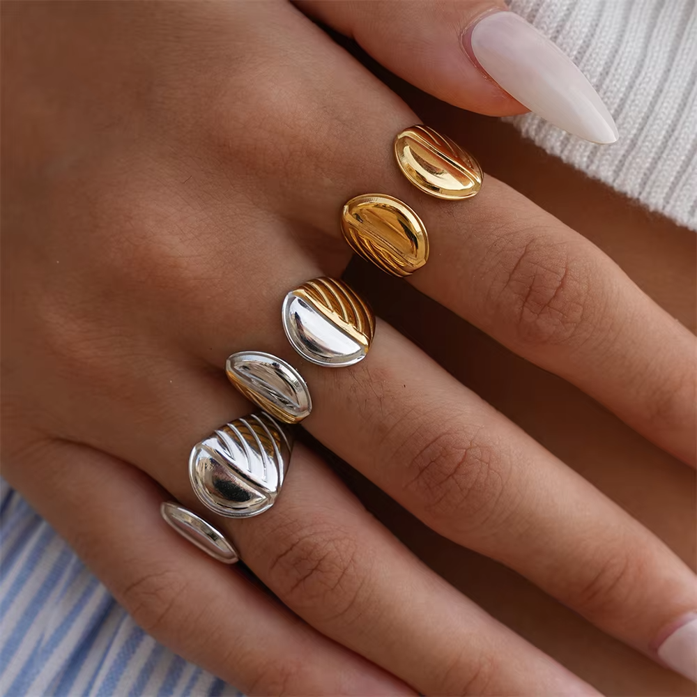 Trendy Open Designer Ring – Chunky Stainless Steel Finger Rings for Women
