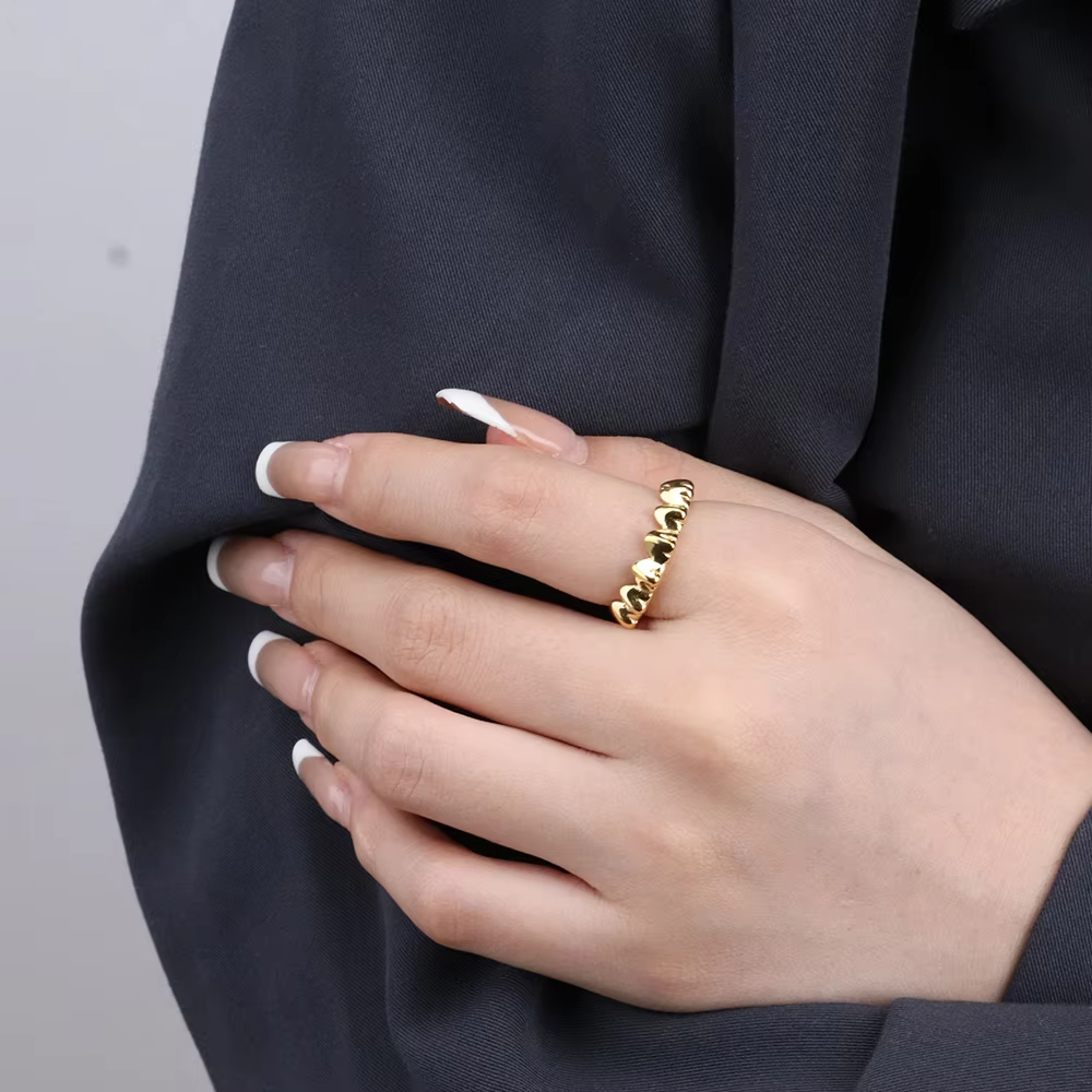 Wholesale 316L Stainless Steel Wavy Heart Knuckle Ring - Custom Fashion Flame Design Jewelry