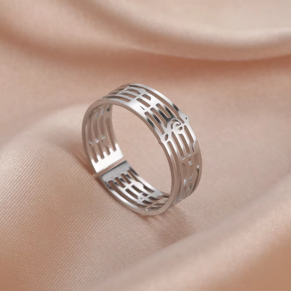 6MM Hollow Stainless Steel Sheet Music Ring - Trendy Finger Accessory for Music Lovers