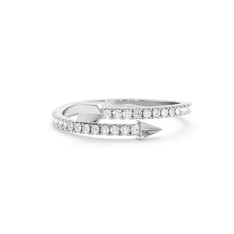 Exaggerated Arrow Wrap Ring in 925 Sterling Silver with Gold Plating and CZ Stones