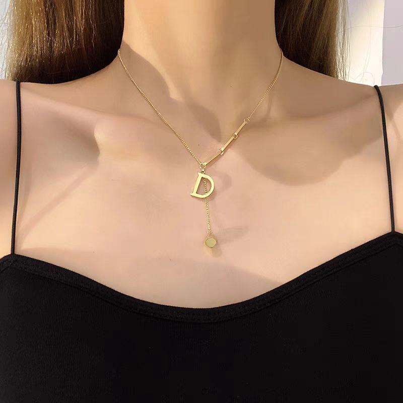 Asymmetric Letter D Pendant Necklace – Personalized Adjustable Gold Chain