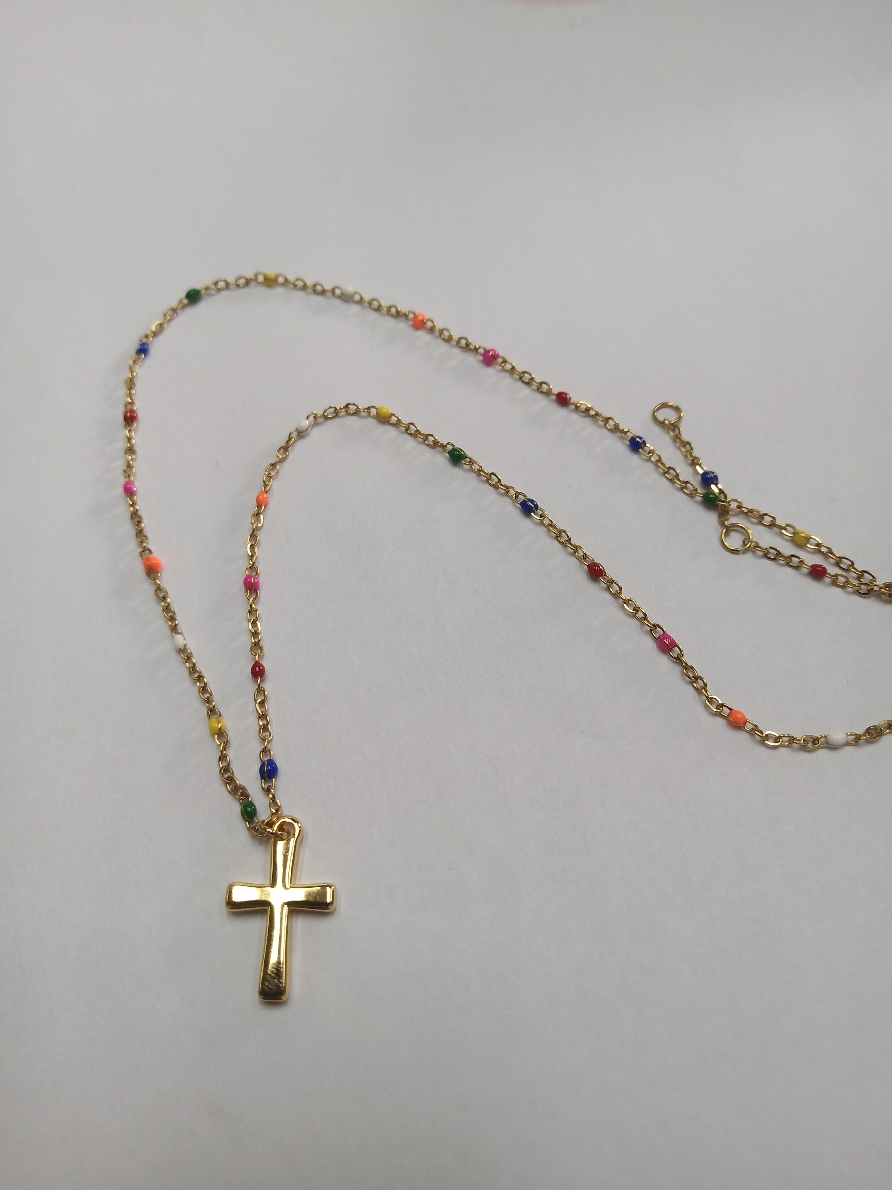 Colorful Beaded Cross Pendant Necklace – Boho Chic Jewelry for Women
