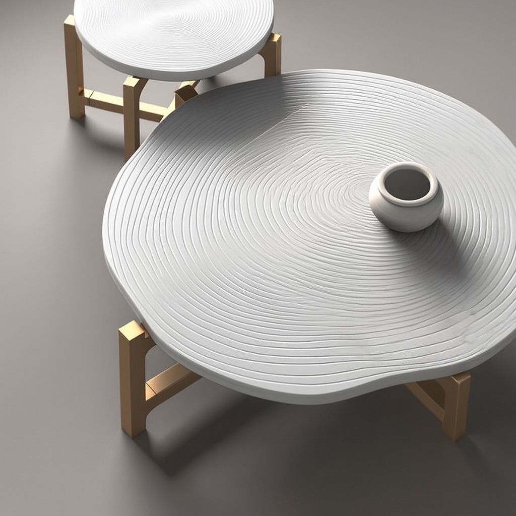 Irregular Wood-Ring Marble Coffee Table Set – Modern and Unique Design