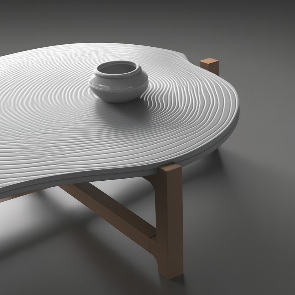 Irregular Wood-Ring Marble Coffee Table Set – Modern and Unique Design