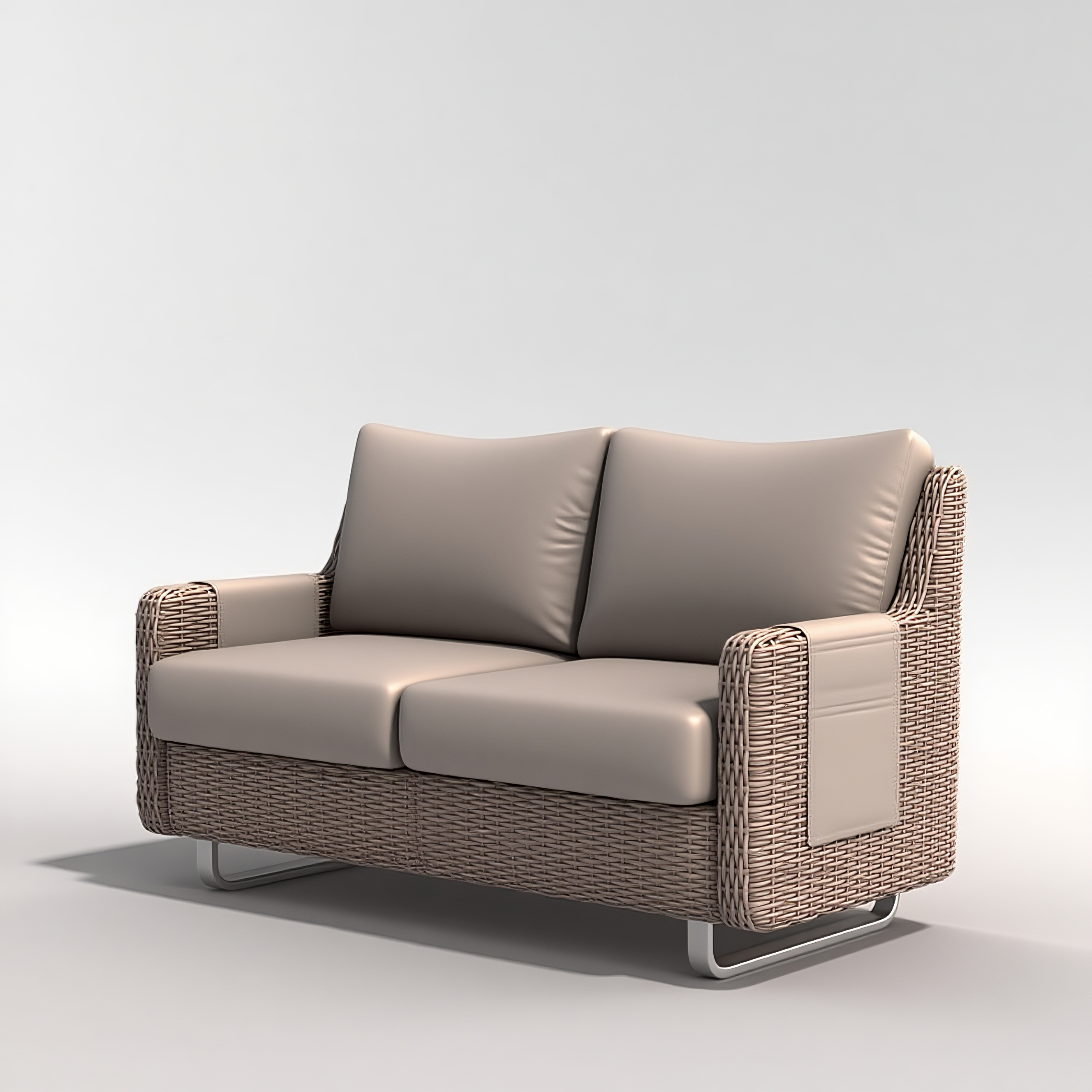 Luxury PE Rattan Outdoor Sofa Set with Rolling Bar Table – Modular Patio Seating