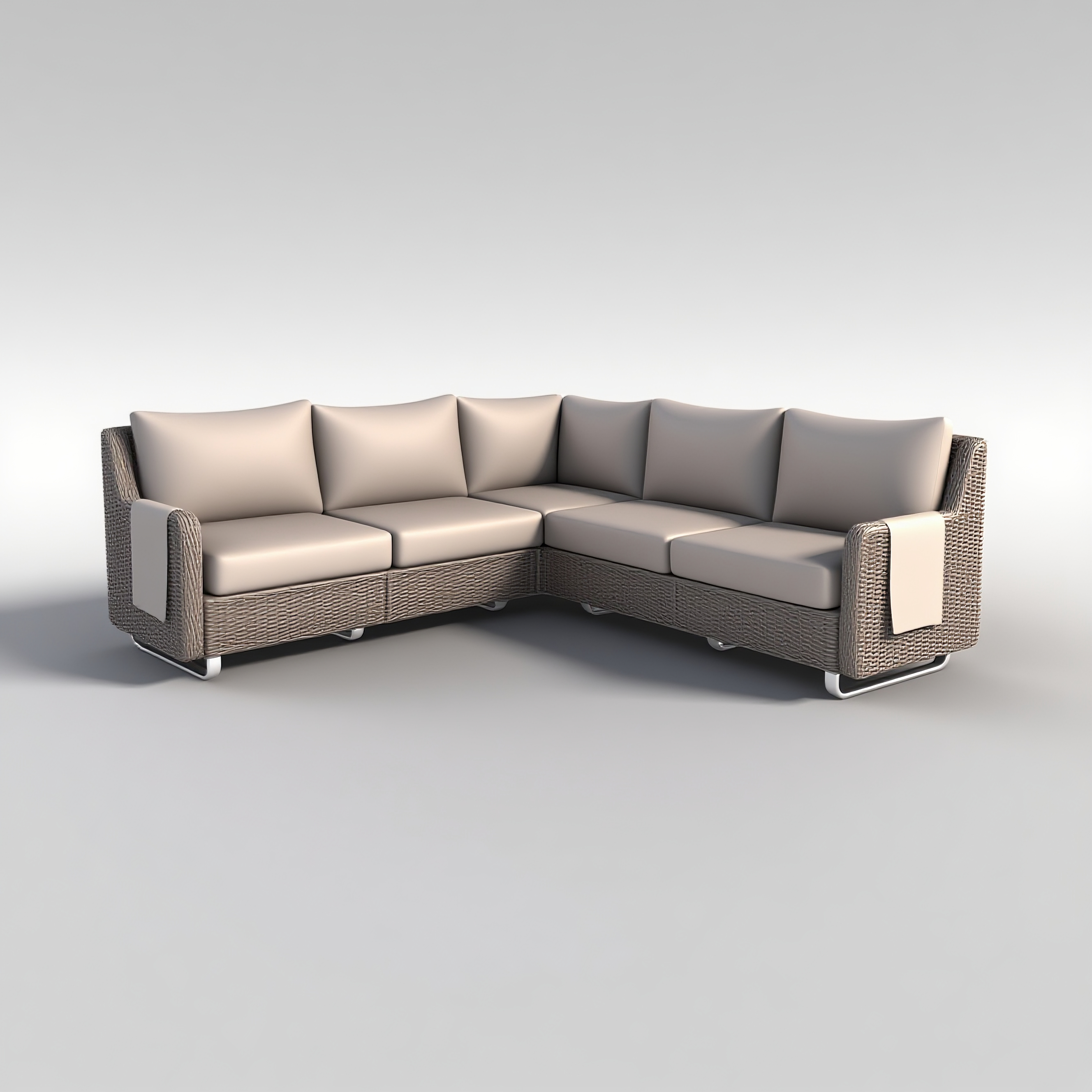 Luxury PE Rattan Outdoor Sofa Set with Rolling Bar Table – Modular Patio Seating