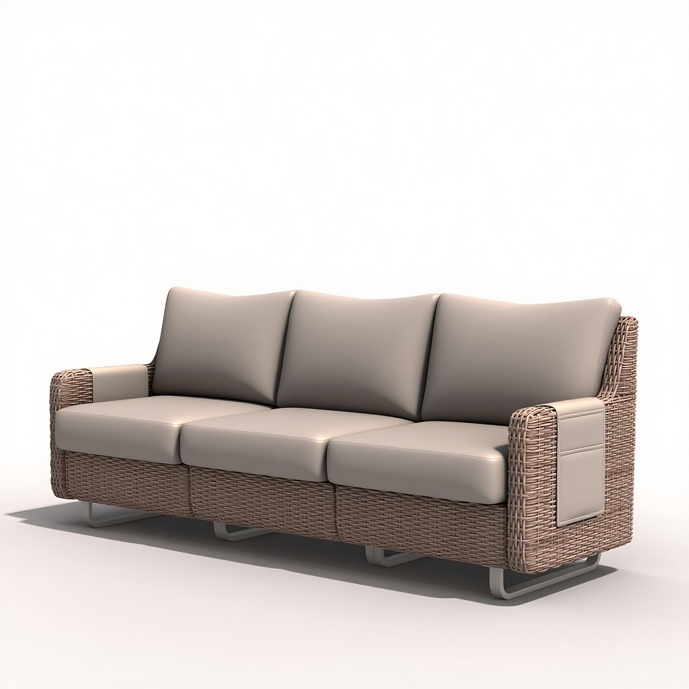 Luxury PE Rattan Outdoor Sofa Set with Rolling Bar Table – Modular Patio Seating