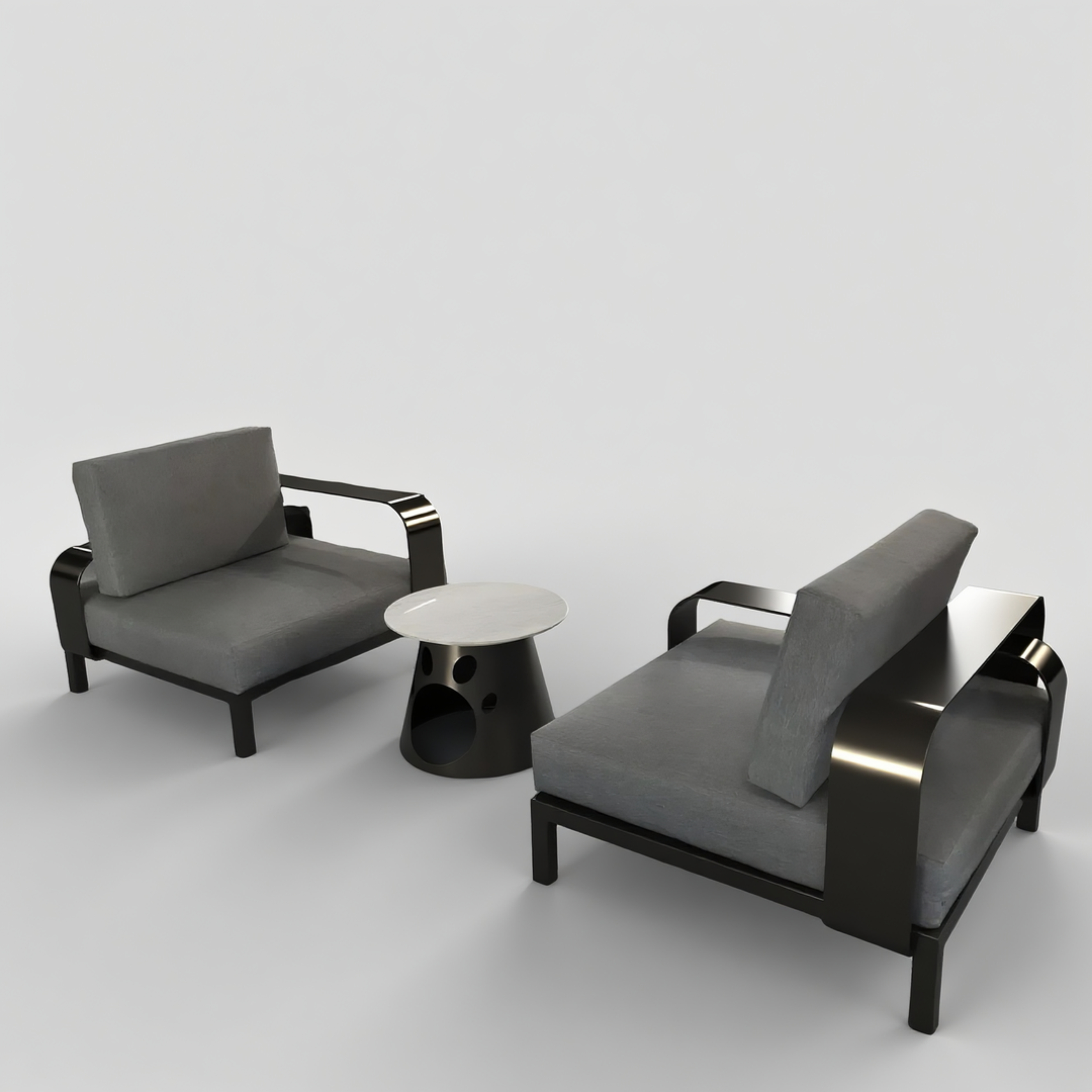 Modern Aluminum Outdoor Sofa Set with Aluminum Frame and Stone Coffee Table