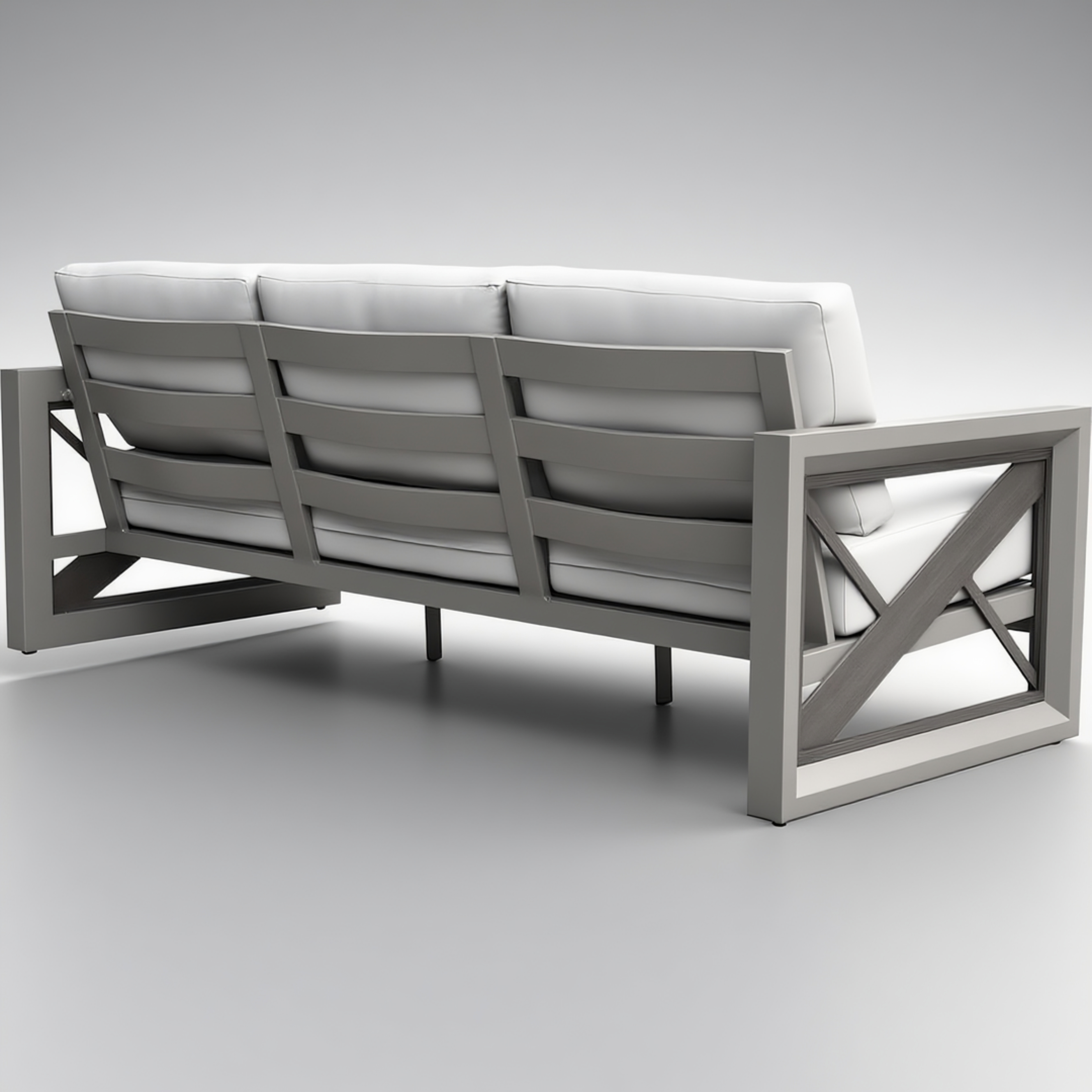 Modern Minimalist White Sofa - Outdoor 3-Seater Lounge Sofa