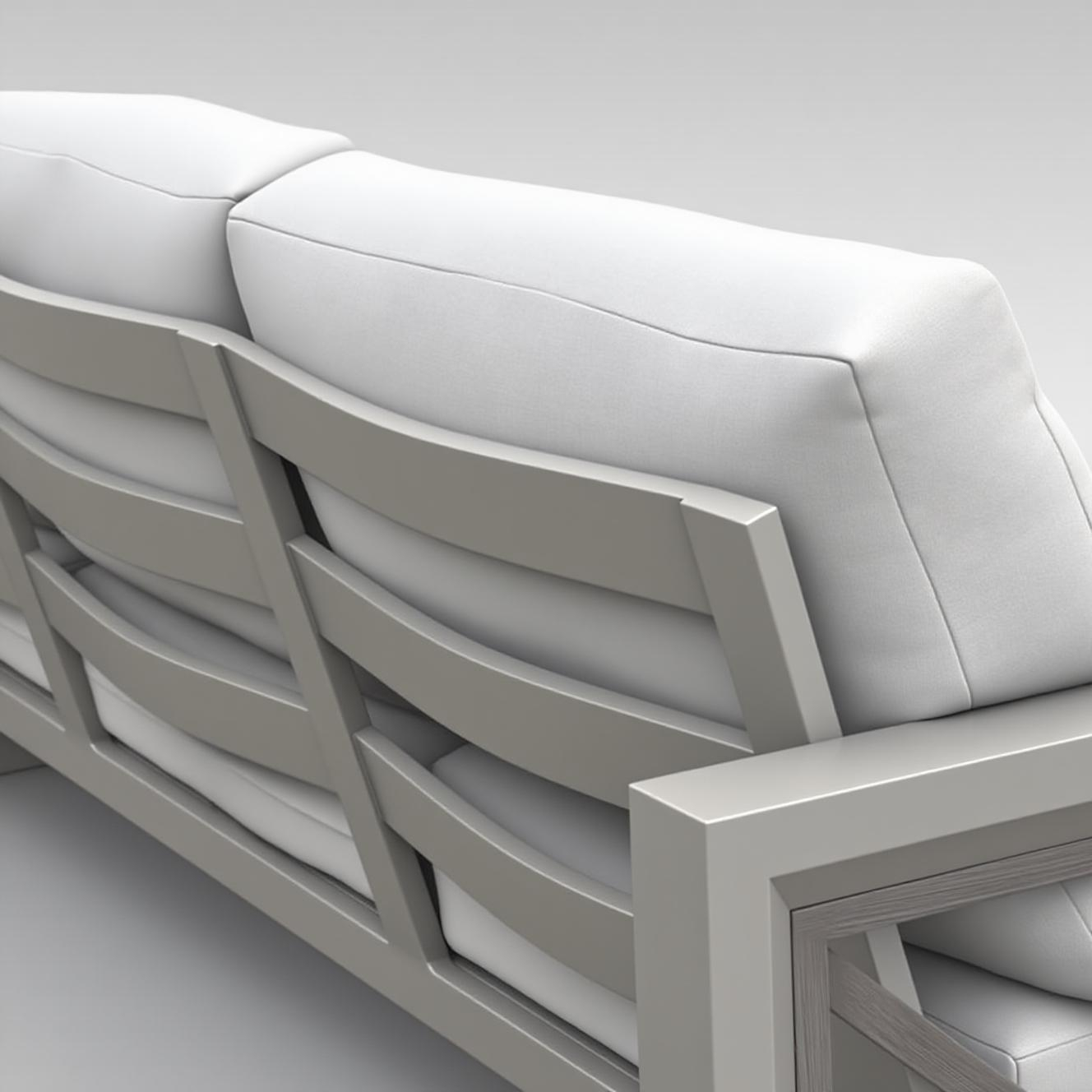 Modern Minimalist White Sofa - Outdoor 3-Seater Lounge Sofa