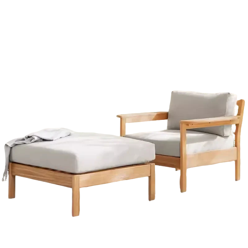 Modern Outdoor Solid Wood Patio Sofa Set with Coffee Table – 4-Piece Furniture Set with Cushions