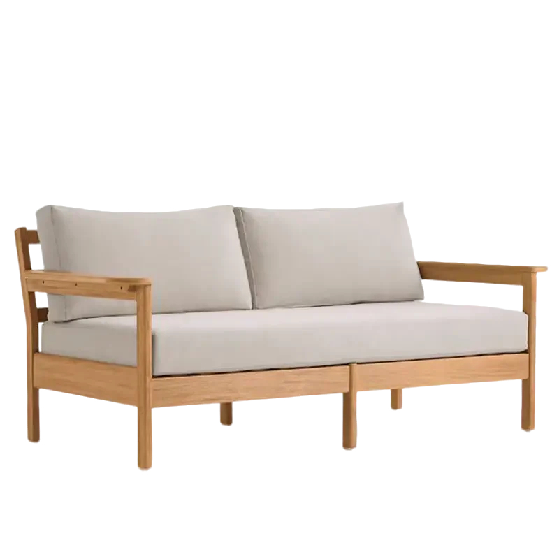 Modern Outdoor Solid Wood Patio Sofa Set with Coffee Table – 4-Piece Furniture Set with Cushions