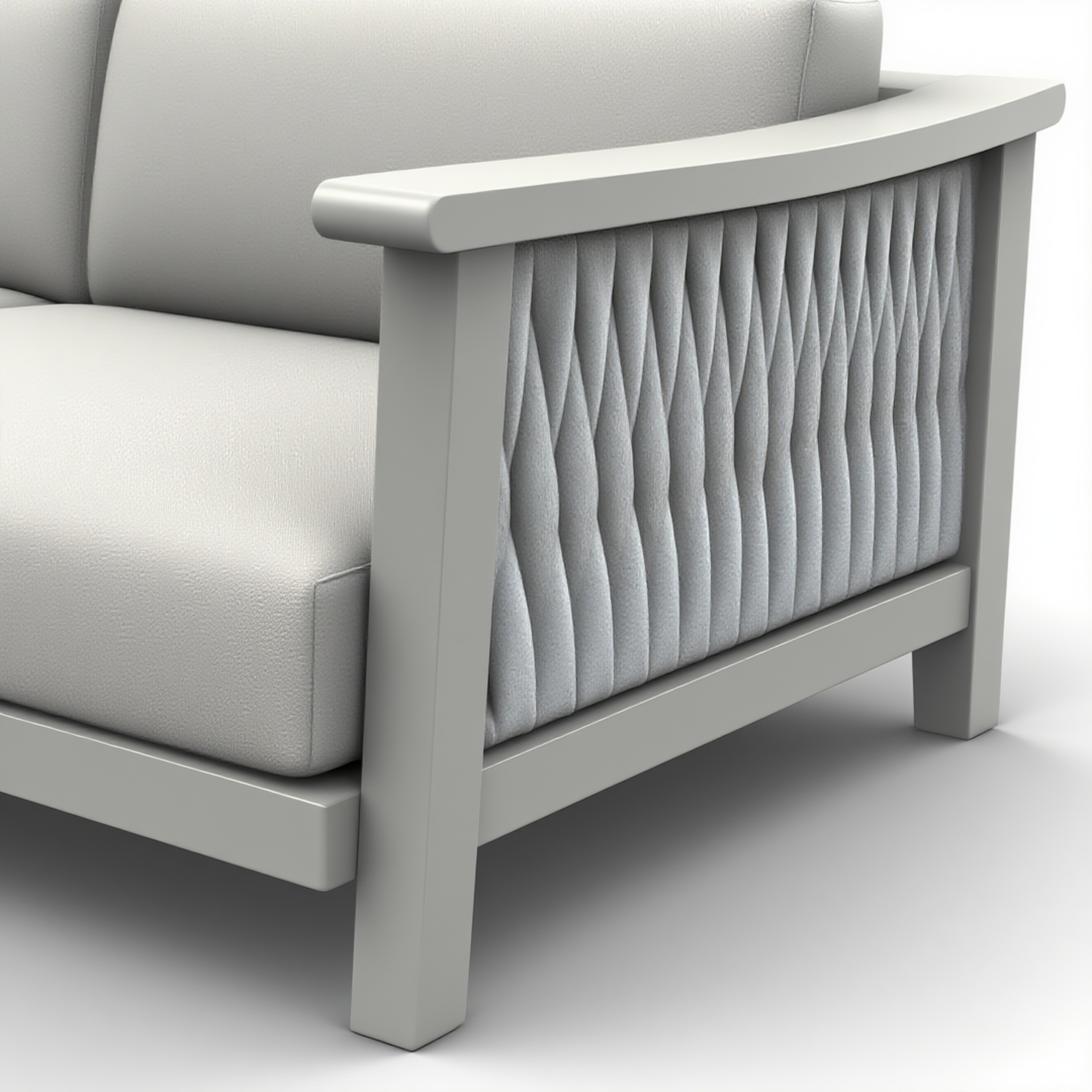 Modern Rope Outdoor Sofa Set – 4-Piece Aluminum Patio Lounge with Cushions