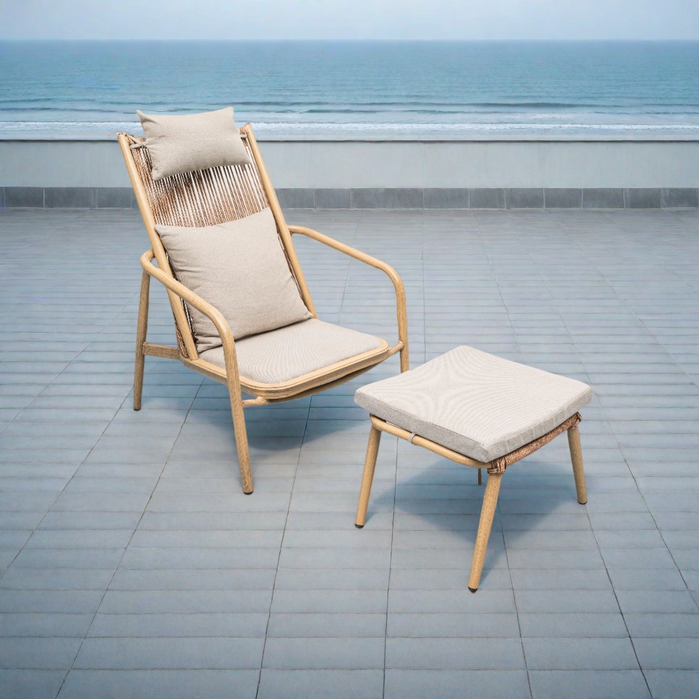 Outdoor Aluminum Alloy Recliner Chair, F